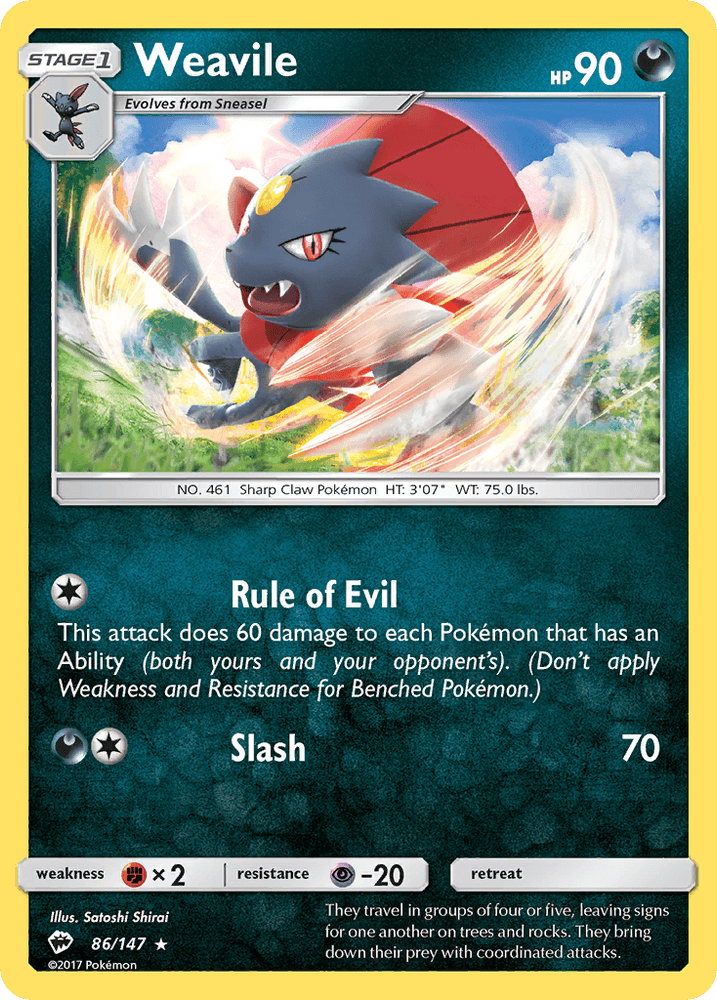 Weavile (86/147) [Sun & Moon: Burning Shadows] (Online Only)
