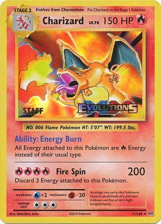 Charizard (11/108) (XY Evolutions Staff Prerelease) [XY: Black Star Promos] (Online Only)