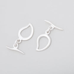 15x11mm Sterling Silver Satin Paisley Toggle 1 piece (ONLINE ORDER ONLY)