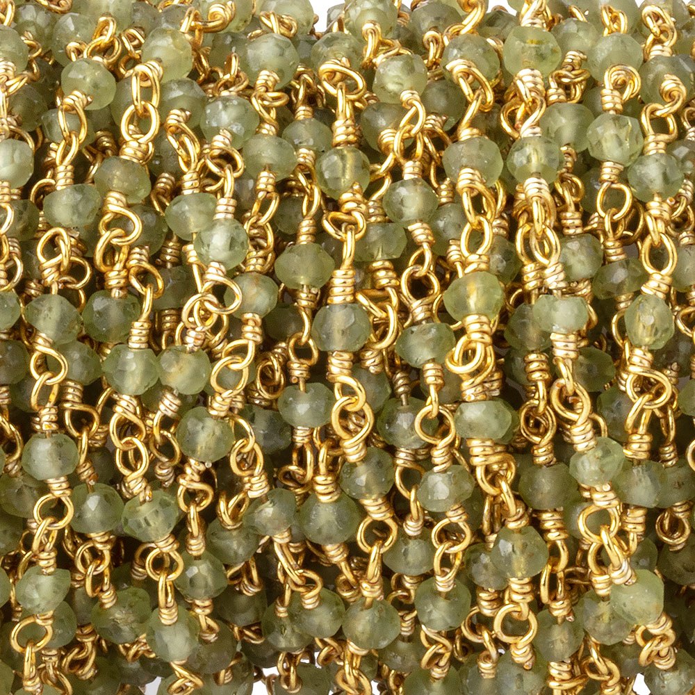 3mm Peridot Faceted Rondelles on Gold Plated Wire Wrapped Chain (ONLINE ORDER ONLY)
