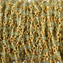 3mm Peridot Faceted Rondelles on Gold Plated Wire Wrapped Chain (ONLINE ORDER ONLY)