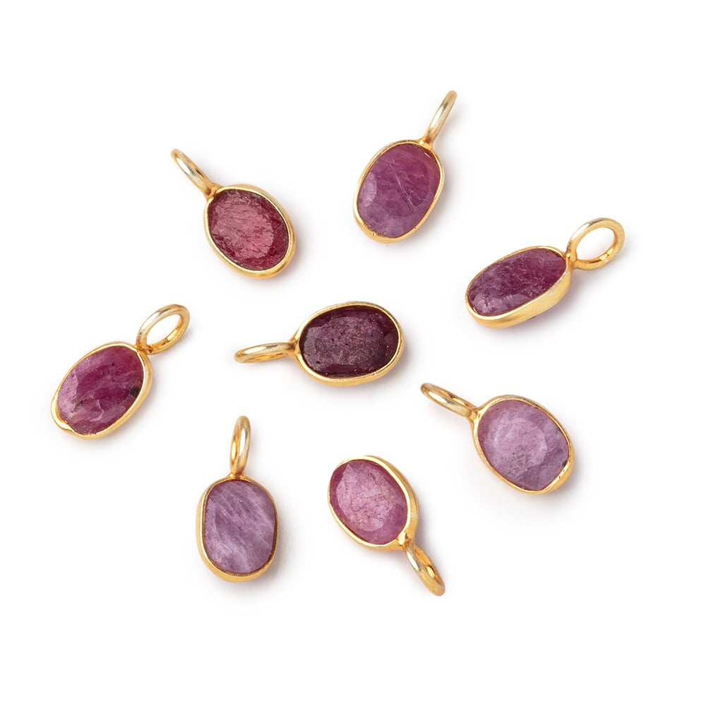 7x5mm Vermeil Bezel Ruby Rose Cut Oval Pendant 1 piece (ONLINE ORDER ONLY)