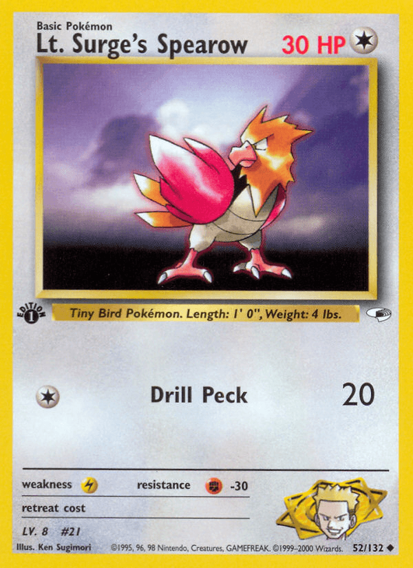 Lt. Surge's Spearow (52/132) [Gym Heroes 1st Edition] (Online Only)
