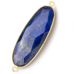 44x18mm Vermeil Bezel Lapis Lazuli Faceted Oval Connector 1 piece