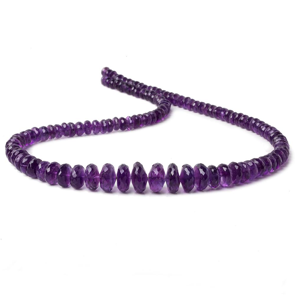 4.5-10.5mm African Amethyst faceted rondelle beads 16 inch 119 pieces AA (ONLINE ORDER ONLY)