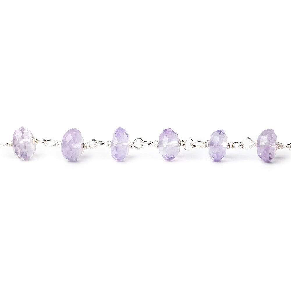 4.5-5.5mm Pink Amethyst faceted rondelle Silver plated Chain by the foot 40pcs (ONLINE ORDER ONLY)