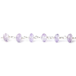 4.5-5.5mm Pink Amethyst faceted rondelle Silver plated Chain by the foot 40pcs (ONLINE ORDER ONLY)
