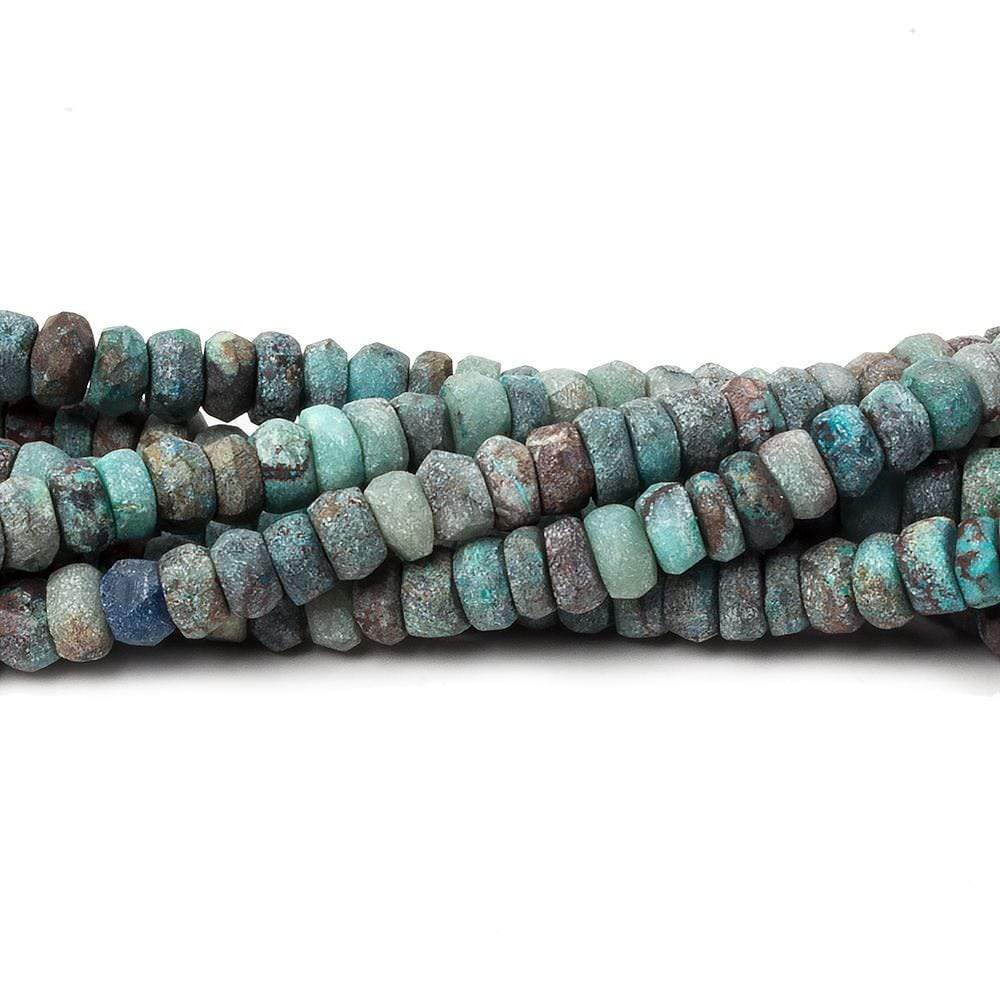 4.5-5mm Matte Chrysocolla plain rondelle beads 12.5 inch 117 pieces (ONLINE ORDER ONLY)