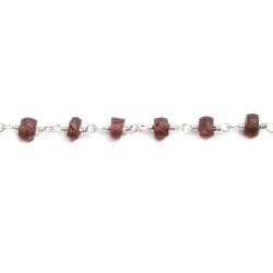 4.5-5mm Matte Garnet rondelle Silver plated Chain by the foot 32 pieces