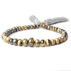 4.5-8mm Schalenblende plain rondelles 8 inch 47 beads AA rare (ONLINE ORDER ONLY)