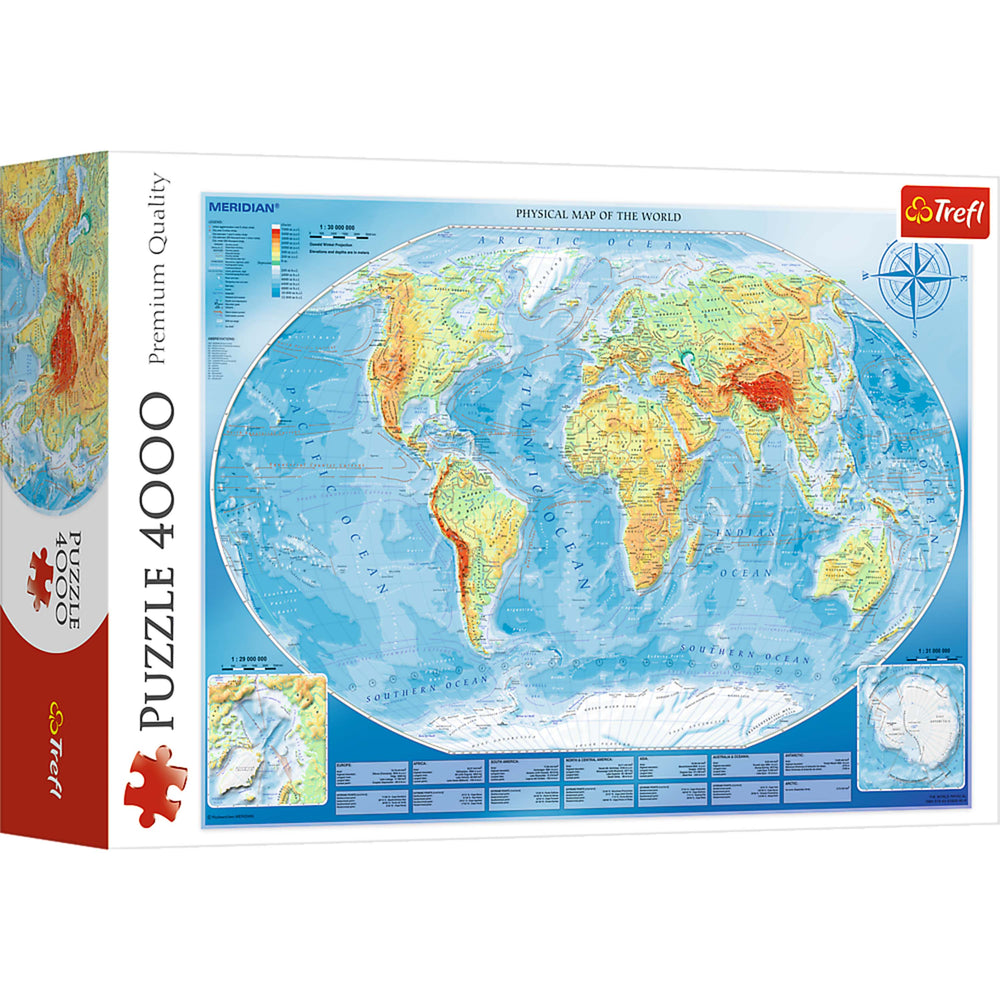 Trefl Red 4000 Piece Puzzle - Large physical map of the world / Meridian (ONLINE ORDER ONLY)