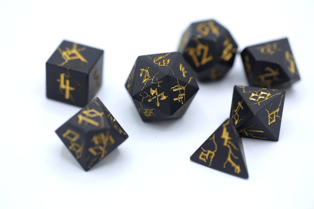Matt Black with Gold Barbarian Dice Set (ONLINE ORDER ONLY)