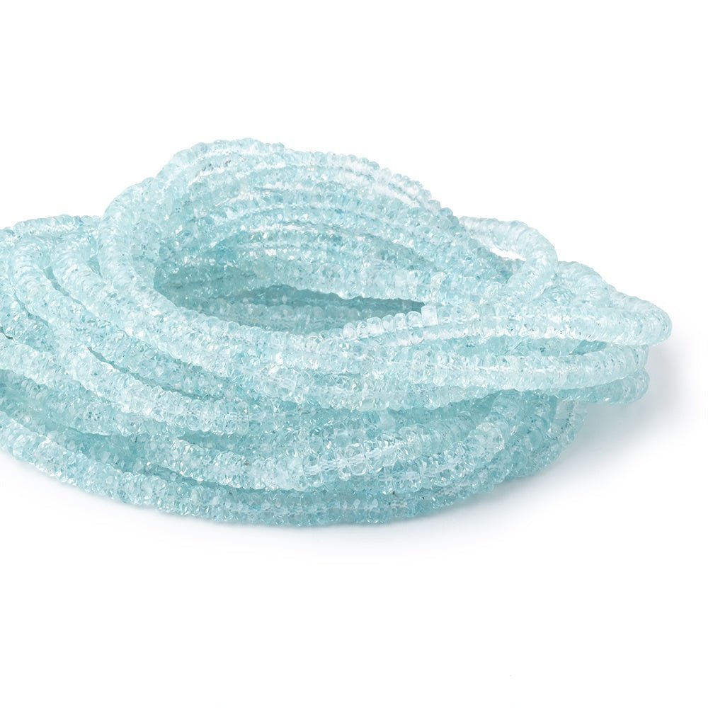 4.5mm Aquamarine Faceted Heishi Beads 15 inch 300 pieces AA (ONLINE ORDER ONLY)
