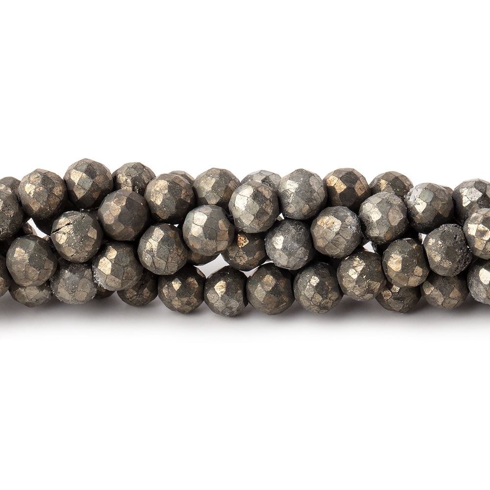 4.5mm Pyrite Faceted Rounds 13.5 inch 86 beads (ONLINE ORDER ONLY)