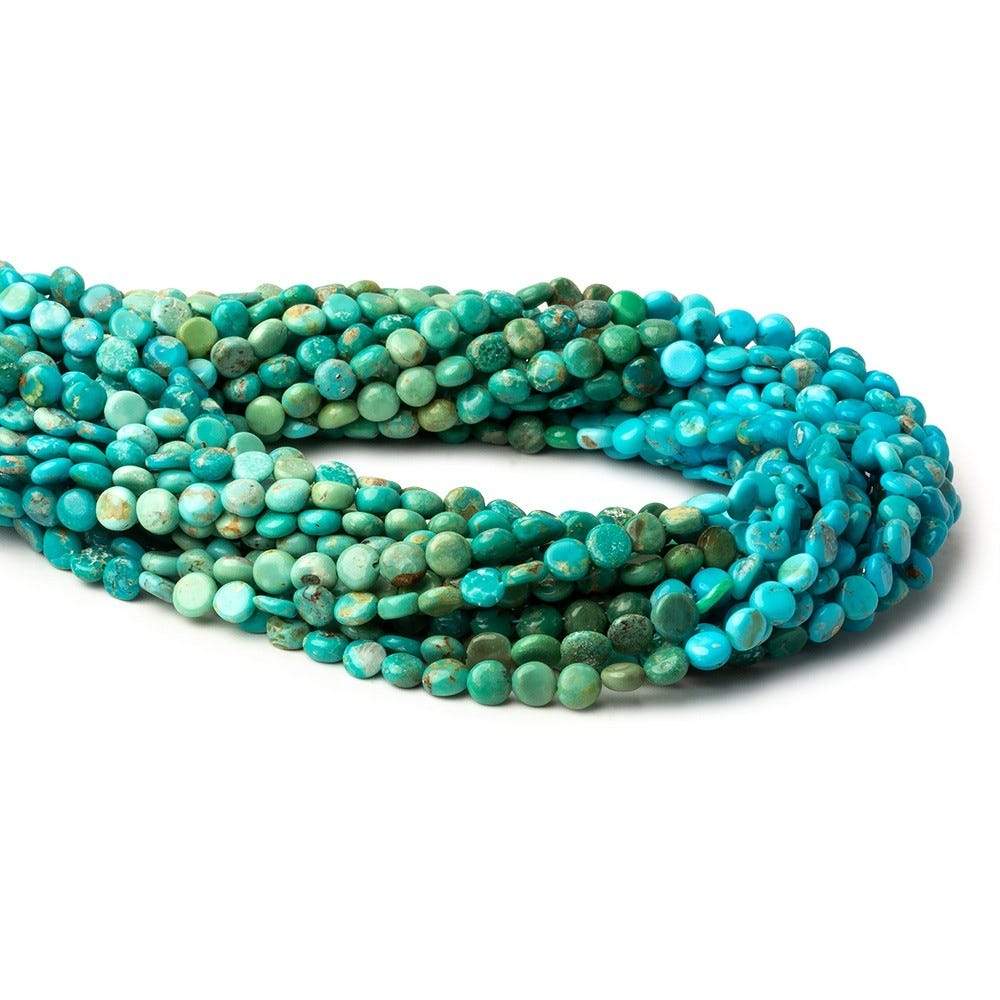 4.5mm Turquoise Plain Coins 13 inch 73 beads A (ONLINE ORDER ONLY)