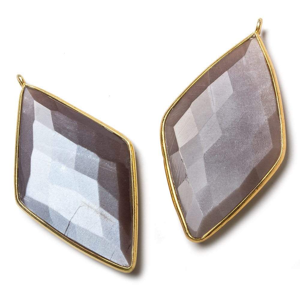 45x24mm Vermeil Bezel Chocolate Moonstone faceted Kite Pendant 1 piece