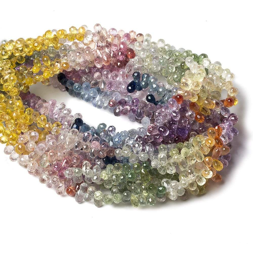 4.5x3mm Fancy Sapphire Faceted Tear Drop Beads 16 inch 275 pieces AA (ONLINE ORDER ONLY)