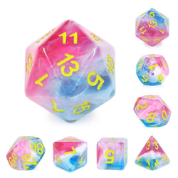 Glacier Rose 7-Dice Set by HengdaDice RPG Dice Red/White/Blue (Online Only)