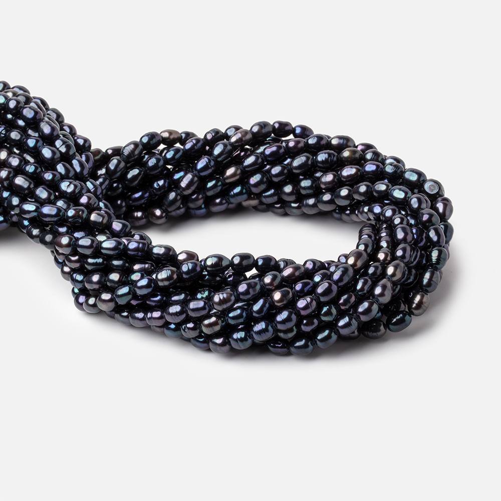 5x8mm Dark Navy Peacock Oval Straight Drilled Freshwater Pearls 14.5 inch 60 pcs (ONLINE ORDER ONLY)