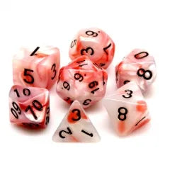 Shell White/Red 7-Dice Set w/Black Numbers Dnd Dice Set (Online Only)