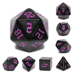 Economy Black Dice (Purple font) 7-Dice Set RPG DND (Online Only)