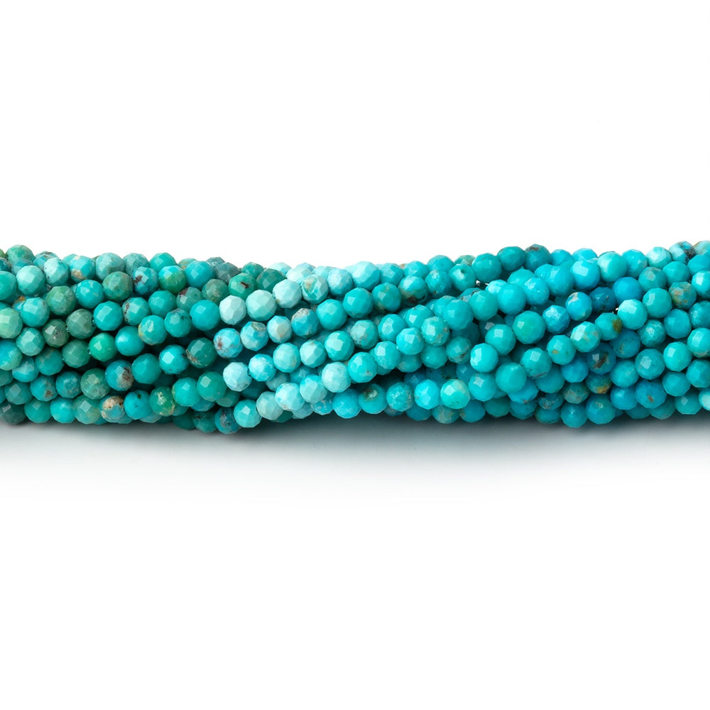 2.4mm Multi Color Turquoise Micro Faceted Rounds 12.5 inch 144 Beads AA (ONLINE ORDER ONLY)