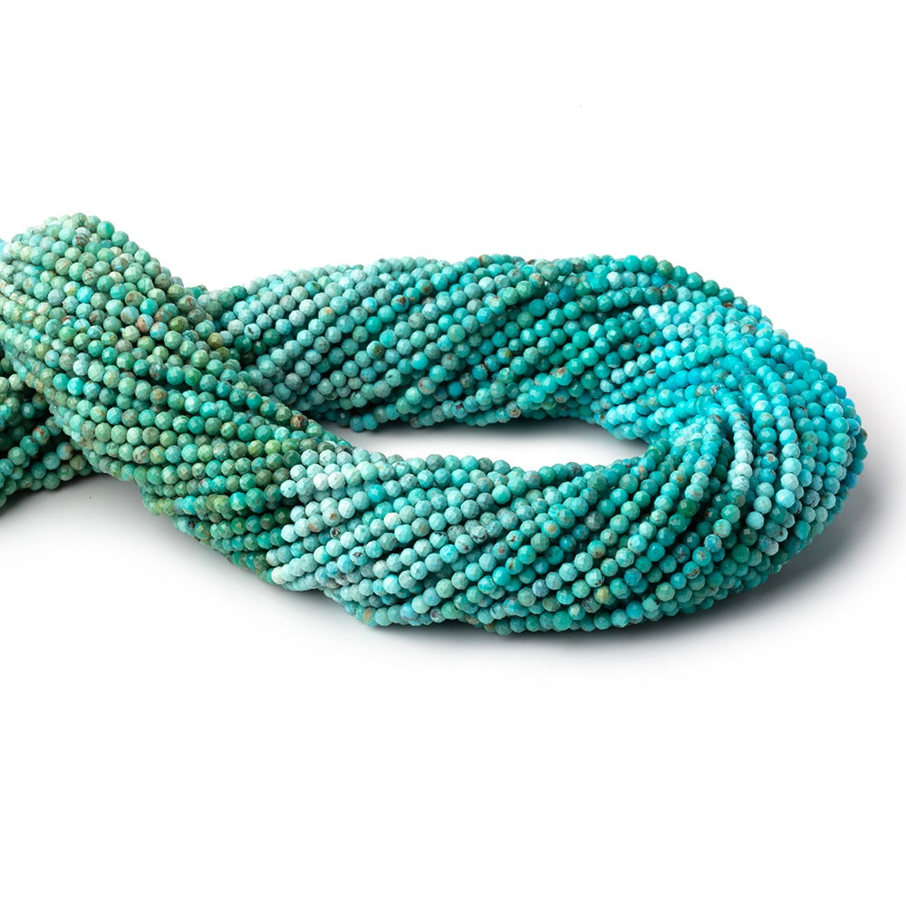 2.4mm Multi Color Turquoise Micro Faceted Rounds 12.5 inch 144 Beads AA (ONLINE ORDER ONLY)
