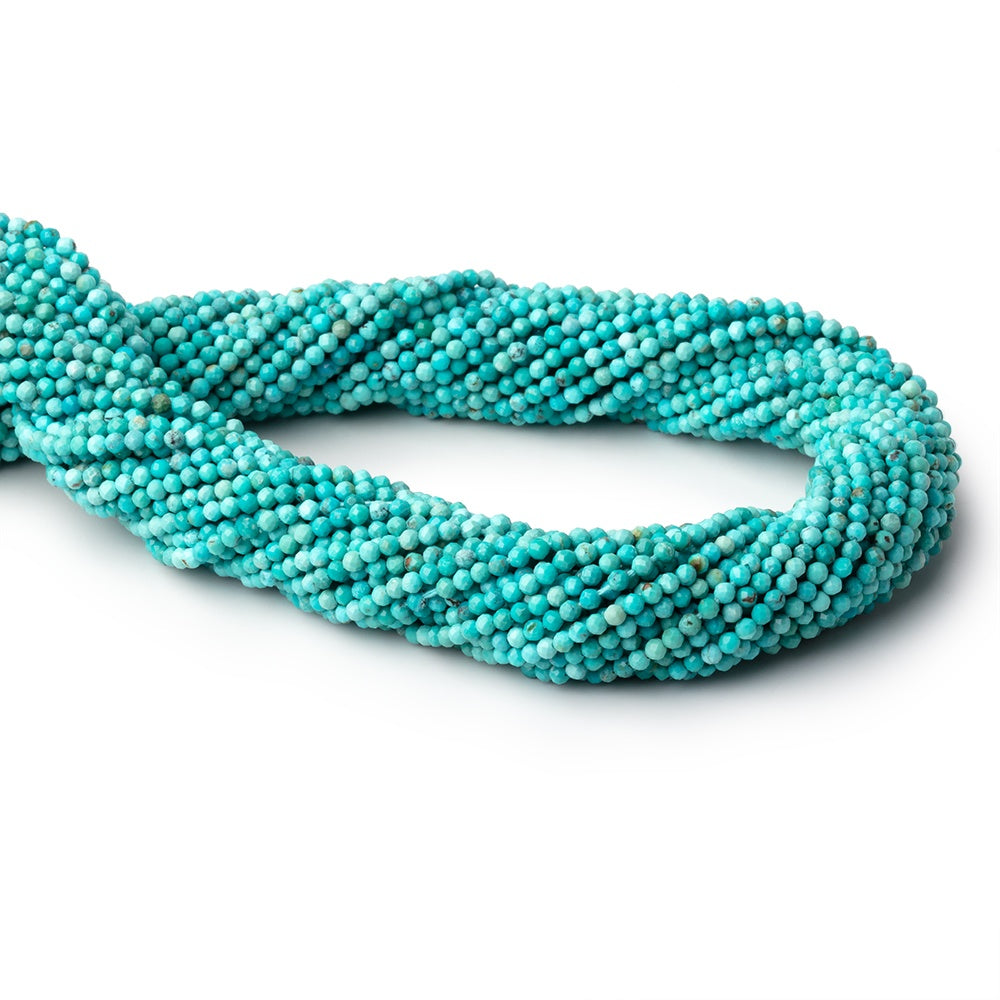 2.2mm Turquoise Micro Faceted Round Beads 12.5 inch 150 pieces AA (ONLINE ORDER ONLY)