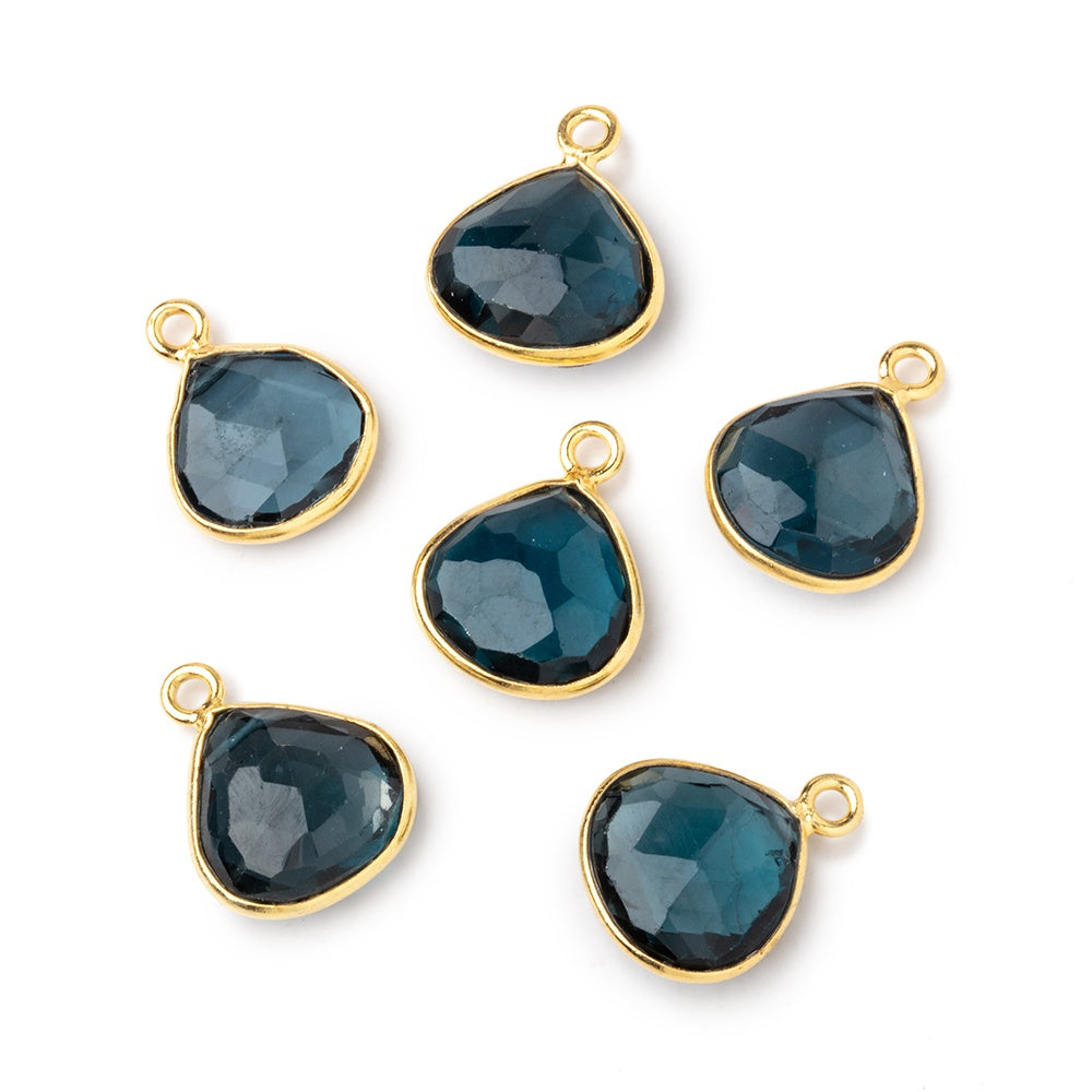10.5-11.5mm Vermeil Bezel London Blue Topaz Faceted Heart Pendant 1 piece AAA (ONLINE ORDER ONLY)