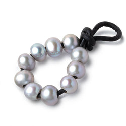 8-9mm Blue Silver Large Hole Off Round Pearls Set of 10