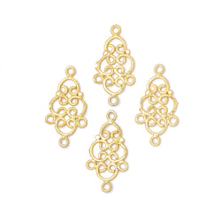 19x13mm Filigree 3 Ring Charm Set of 4 pieces