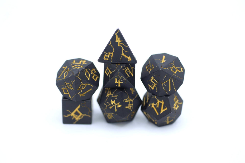 Matt Black with Gold Barbarian Dice Set (ONLINE ORDER ONLY)