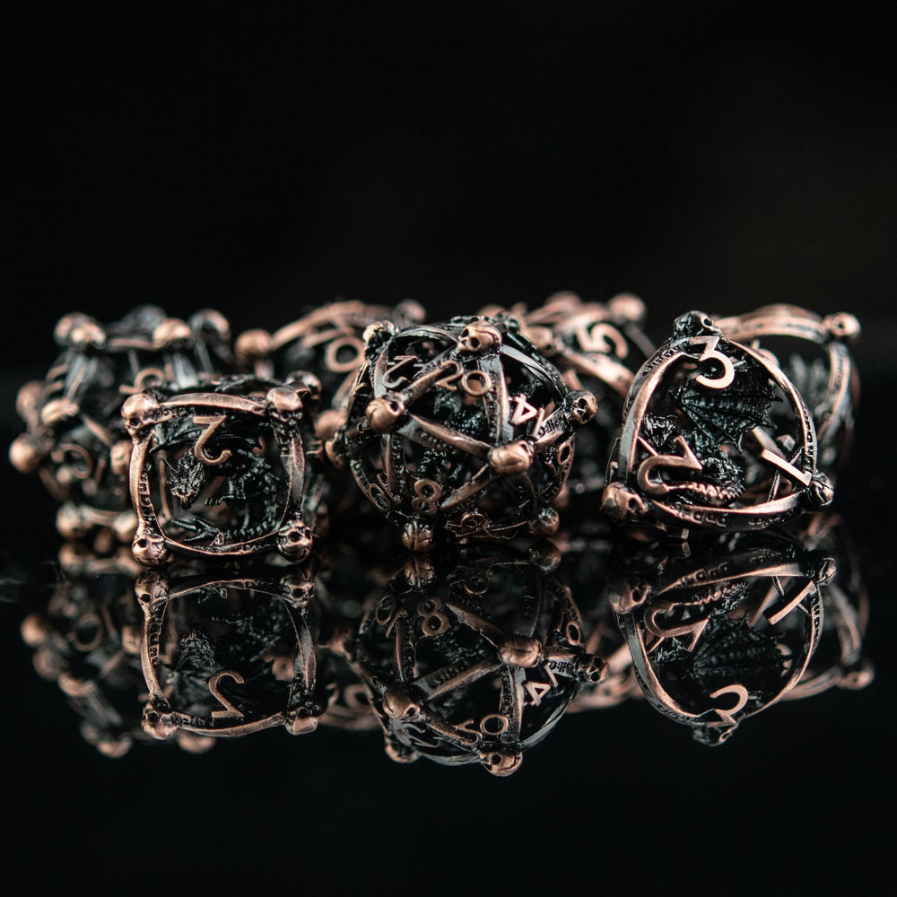 Draco Immortui Hollow Metal Dice Set - Bronze (ONLINE ORDER ONLY)