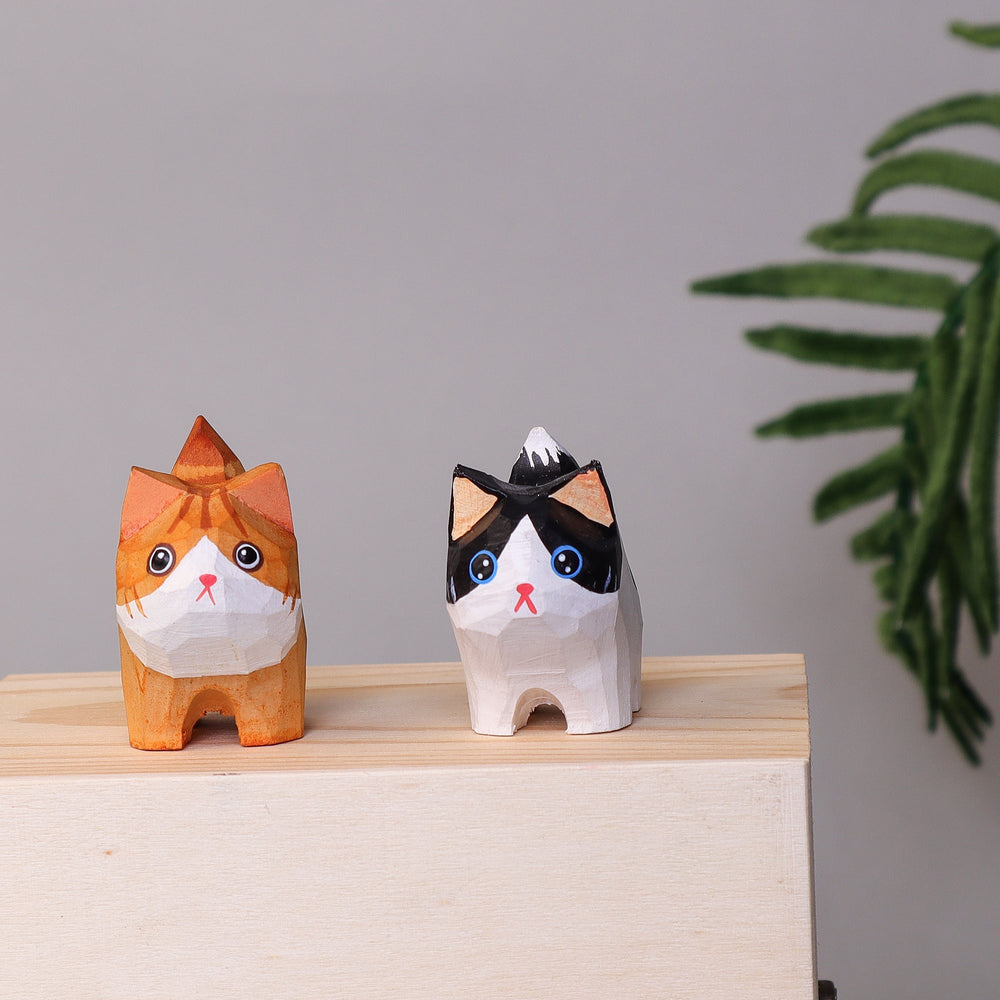 Hand-Carved Wooden Cats, Personalized Gift for Cat Lovers (ONLINE ORDER ONLY)