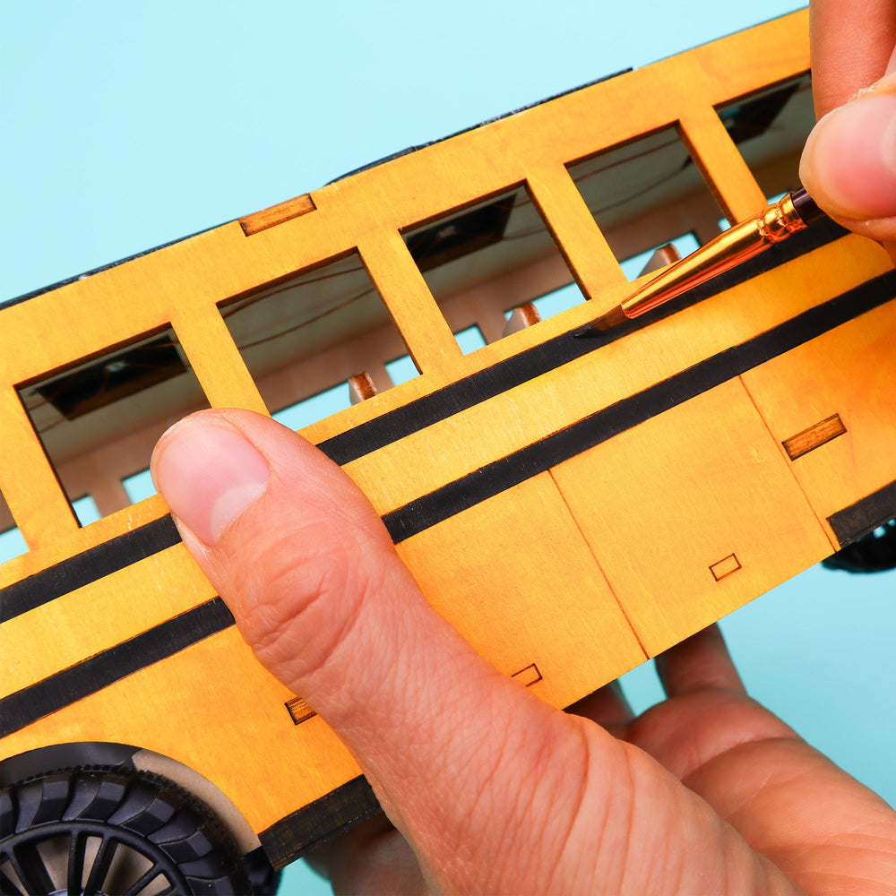 Dual Power School Bus STEM Kit – Build, Paint & Personalize | Battery + Solar Powered (ONLINE ORDER ONLY)