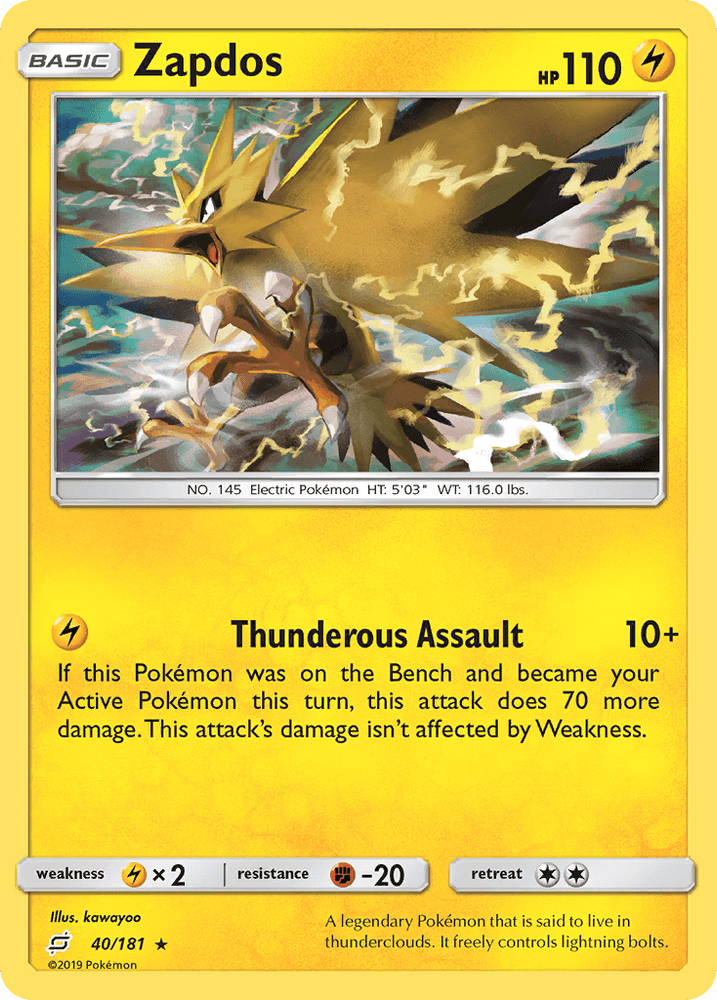 Zapdos (40/181) [Sun & Moon: Team Up] (Online Only)