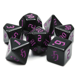 Economy Black Dice (Purple font) 7-Dice Set RPG DND (Online Only)