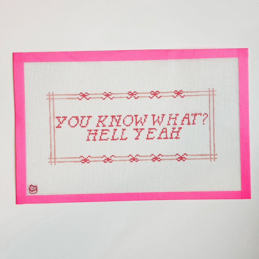 Cotswold Co Designs - Cheeky Saying Bow Needlepoint Canvas 13 Mesh 10x6” (ONLINE ORDER ONLY)