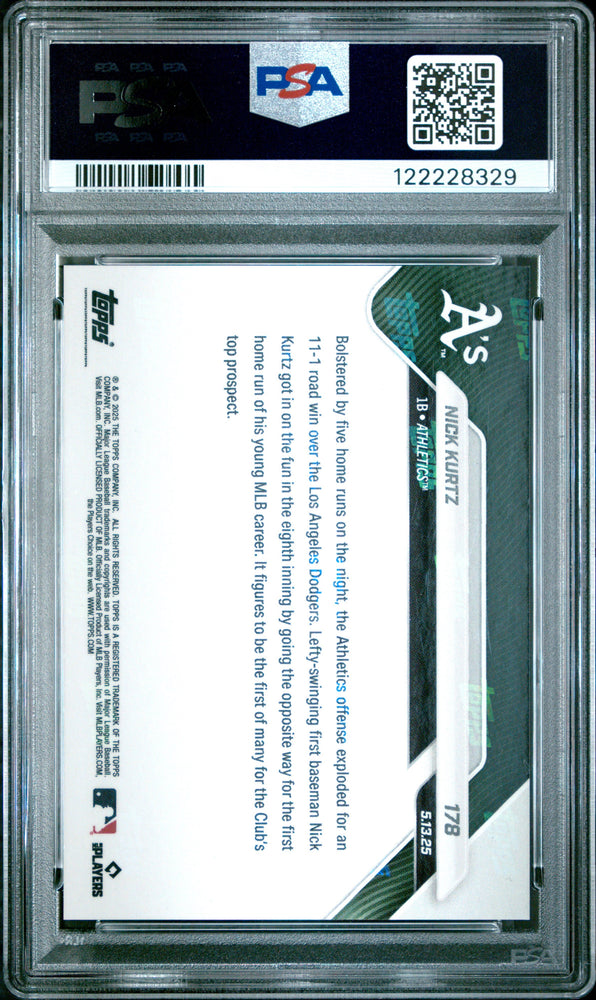 Graded 2025 Topps Now Nick Kurtz #178 Orange Foil /25 Rookie RC Baseball Card PSA 9 Mint (ONLINE ORDER ONLY)