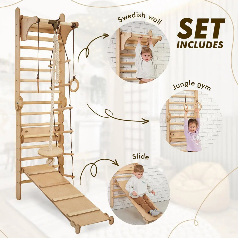 Swedish Ladder Set + Swing Gym 3in1 + Slide Board + Triangle Ladder (ONLINE ORDER ONLY)