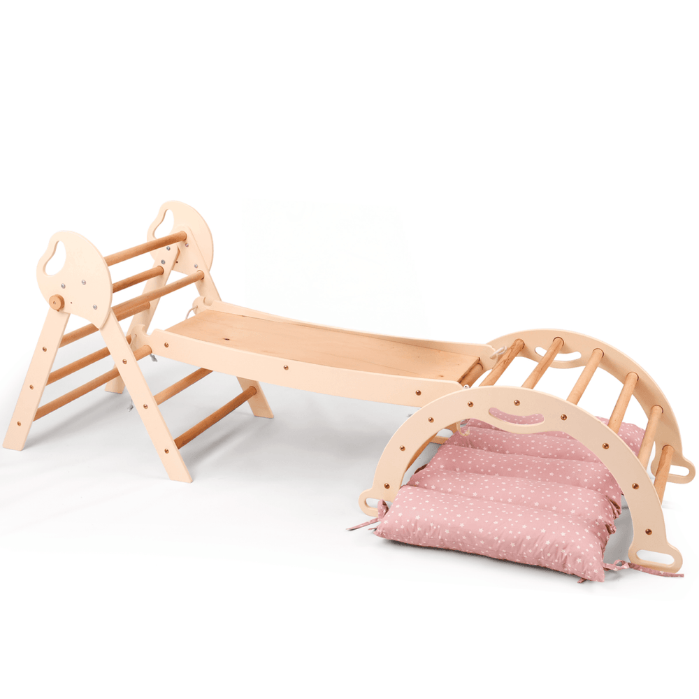 4in1 Montessori Climbing Set: Pikler Triangle, Arch, Slide Board, and Cushion for Toddlers (1–3 Years) (ONLINE ORDER ONLY)