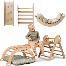 4in1 Montessori Climbing Set: Pikler Triangle, Arch, Slide Board, and Cushion for Toddlers (1–3 Years) (ONLINE ORDER ONLY)