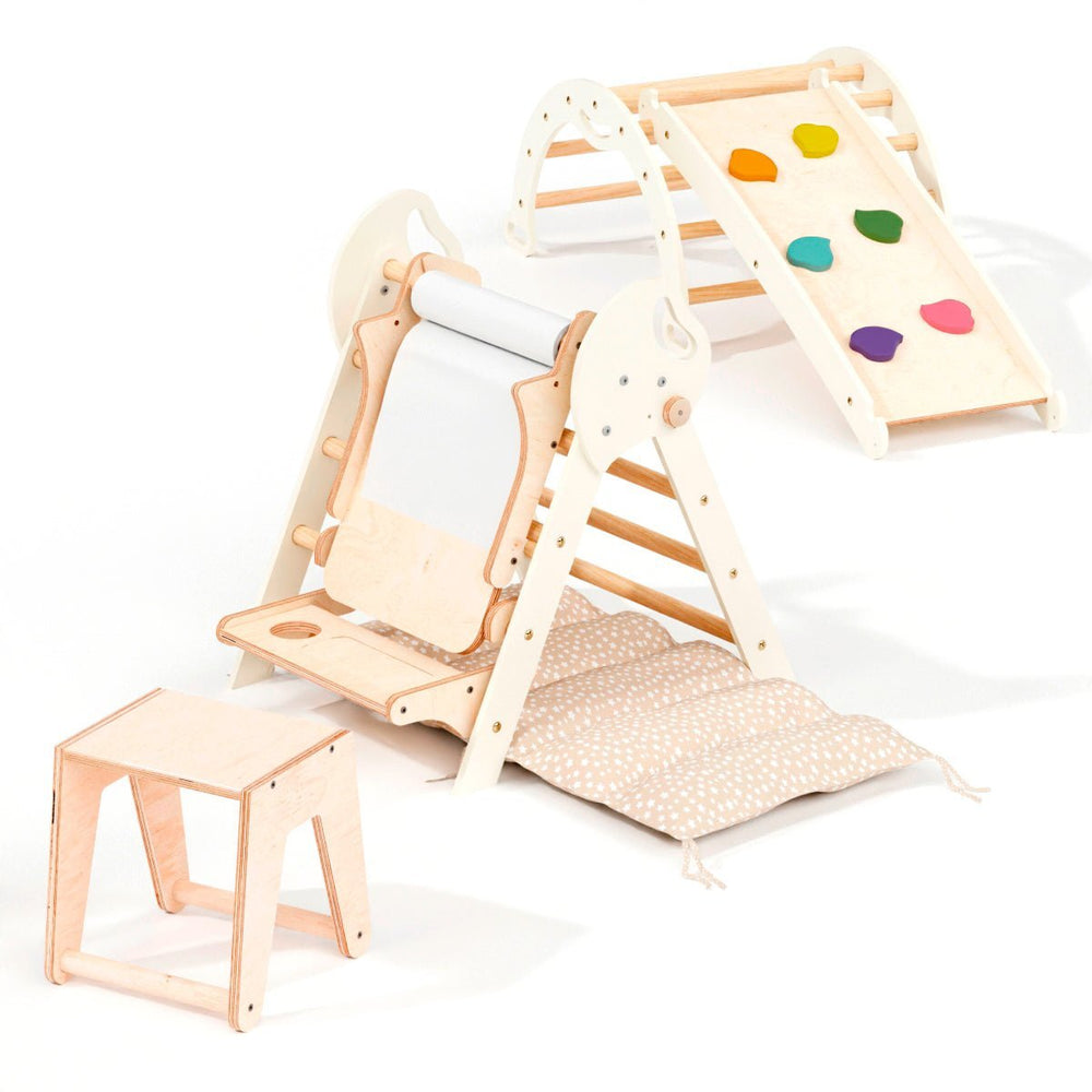 4in1 Montessori Climbing Set: Pikler Triangle, Arch, Slide Board, and Cushion for Toddlers (1–3 Years) (ONLINE ORDER ONLY)
