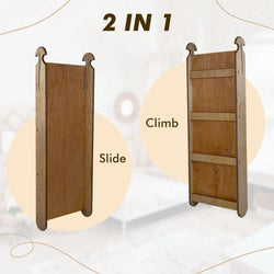 The 4in1 Montessori Climbing Set consists of: Triangle Ladder + Arch/Rocker + Slide Board/Ramp + Net – Chocolate (ONLINE ORDER ONLY)