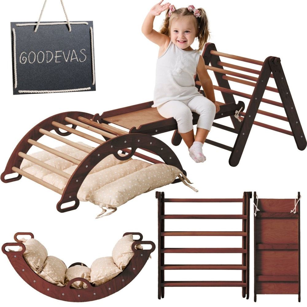 4in1 Montessori Climbing Set: Triangle Ladder + Climbing Arch + Slide Board + Cushion (1-3 y.o) (ONLINE ORDER ONLY)