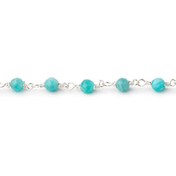 4mm Amazonite Micro Faceted Rounds on Silver Plated Chain (ONLINE ORDER ONLY)