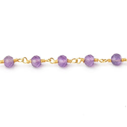 4mm Amethyst Micro Faceted Rounds on Gold Plated Chain
