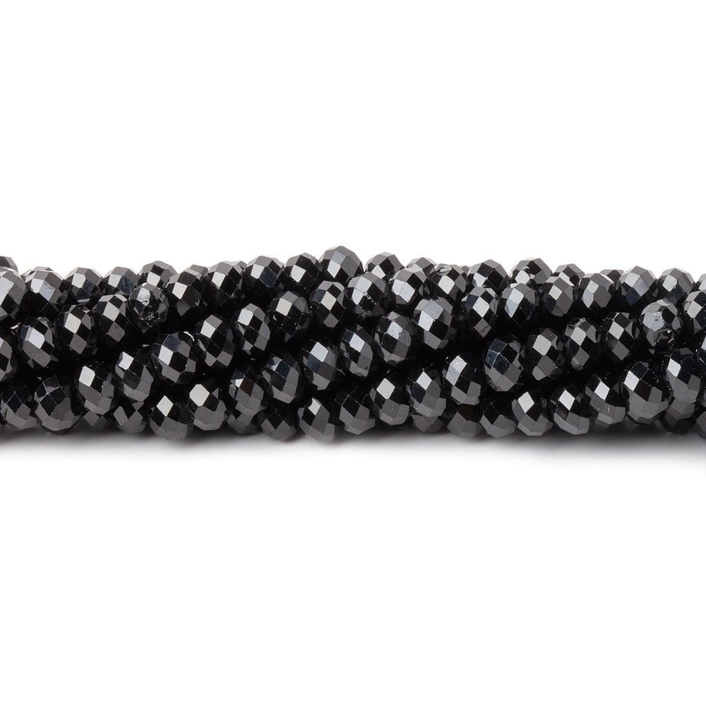 4mm Black Spinel Micro Faceted Rondelles 12.5 inch 110 Beads AAA (ONLINE ORDER ONLY)