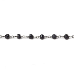 4mm Black Tourmaline faceted rondelle Black Gold plated Chain by the foot 35 pcs (ONLINE ORDER ONLY)