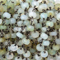 4mm Blue Peruvian Opal Faceted Rondelle Beads on Black Gold over .925 Silver Chain (ONLINE ORDER ONLY)